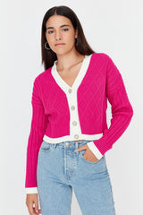 Fuchsia buttoned cardigan