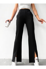 Black wide leg trousers