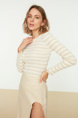 Beige and white Stripe top