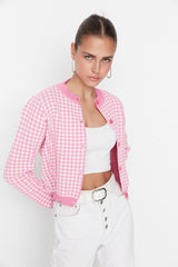 pink buttoned cardigan
