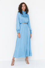 Modest blue satin Dress