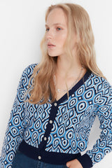 blue short cardigan