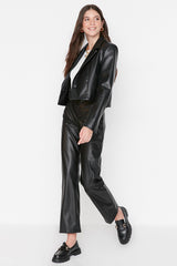 leather black trousers