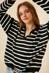 black and white Stripe top