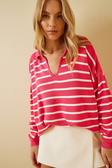 pink and white Stripe top