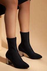 fabric heeled boots