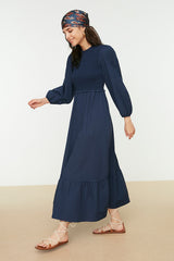 Navy blue modest dress