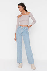 blue wide leg jeans