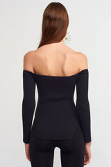 off shoulder black top