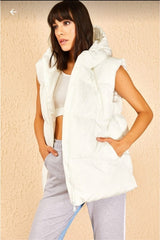 white Hooded Vest
