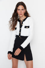 white gold buttoned cardigan