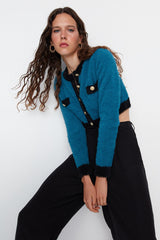 Blue gold buttoned cardigan