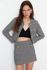 black and white tweed jacket