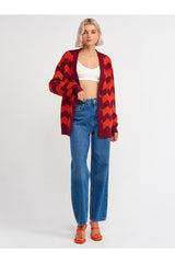 Red buttoned striped cardigan