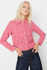 pink buttoned jacket