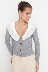 white collar cardigan