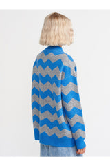 Blue buttoned striped cardigan