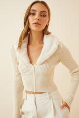 Ecru cropped cardigan