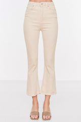 beige crop flare jeans