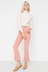 coral crop flare jeans