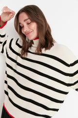 black and ecru Stripe top