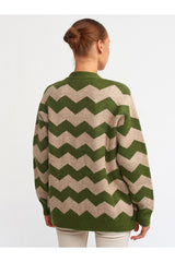 Green buttoned striped cardigan