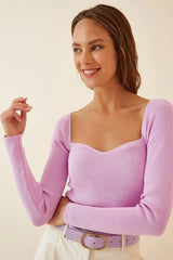 square neck lilac top