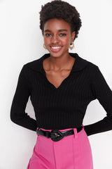 black Polo Neck Knitwear Sweater