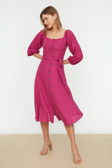 Belted Buttoned Dress