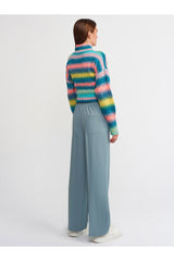 blue wide leg trousers