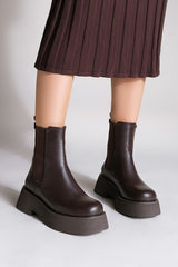 Brown platform boots