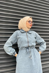 light blue denim dress