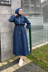 dark blue denim dress