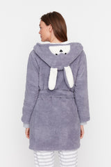 Grey teddy robe