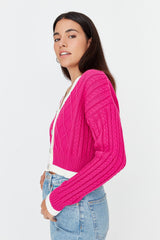 Fuchsia buttoned cardigan