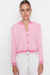 pink buttoned cardigan