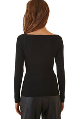 square neck black top