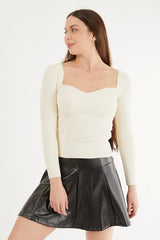 square neck ecru top