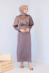 Belted satin Dress
