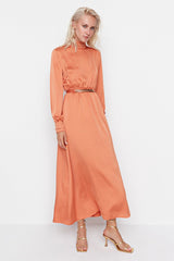 Modest orange satin Dress