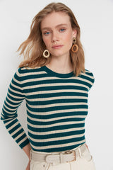 Green and white Stripe top