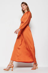 Orange satin dress