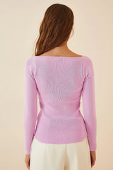 square neck lilac top