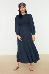 Navy blue modest dress