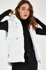 white Hooded Vest