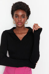 black Polo Neck Knitwear Sweater