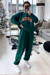 Green joggers and sweatshirt set