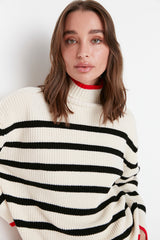 black and ecru Stripe top