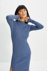 blue knitted dress