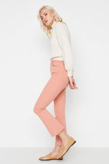 coral crop flare jeans